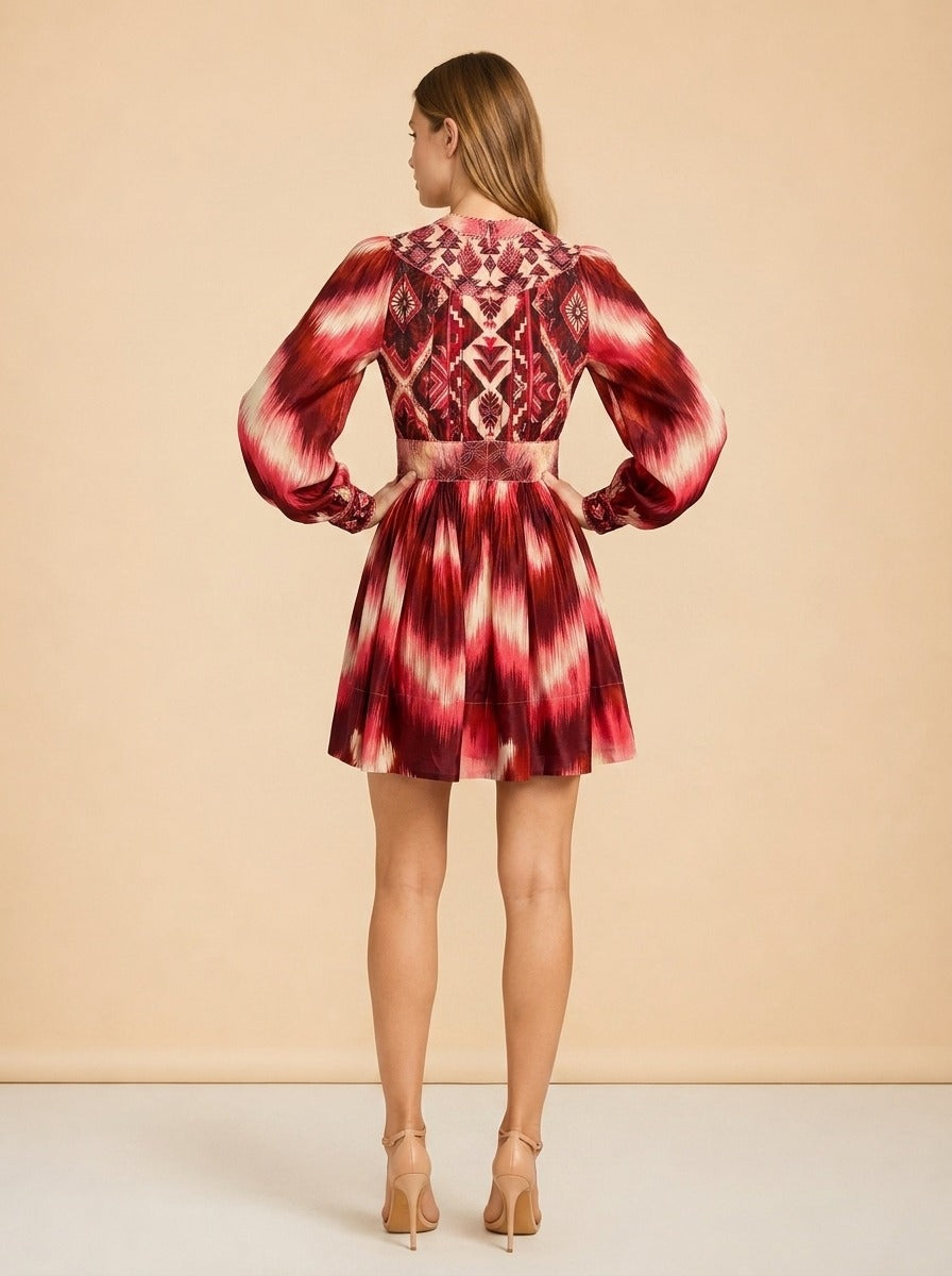 Amanda Stripes Tapestry Abstract-Print Minidress