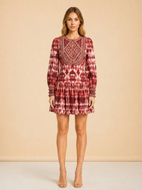 Amanda Stripes Tapestry Abstract-Print Minidress