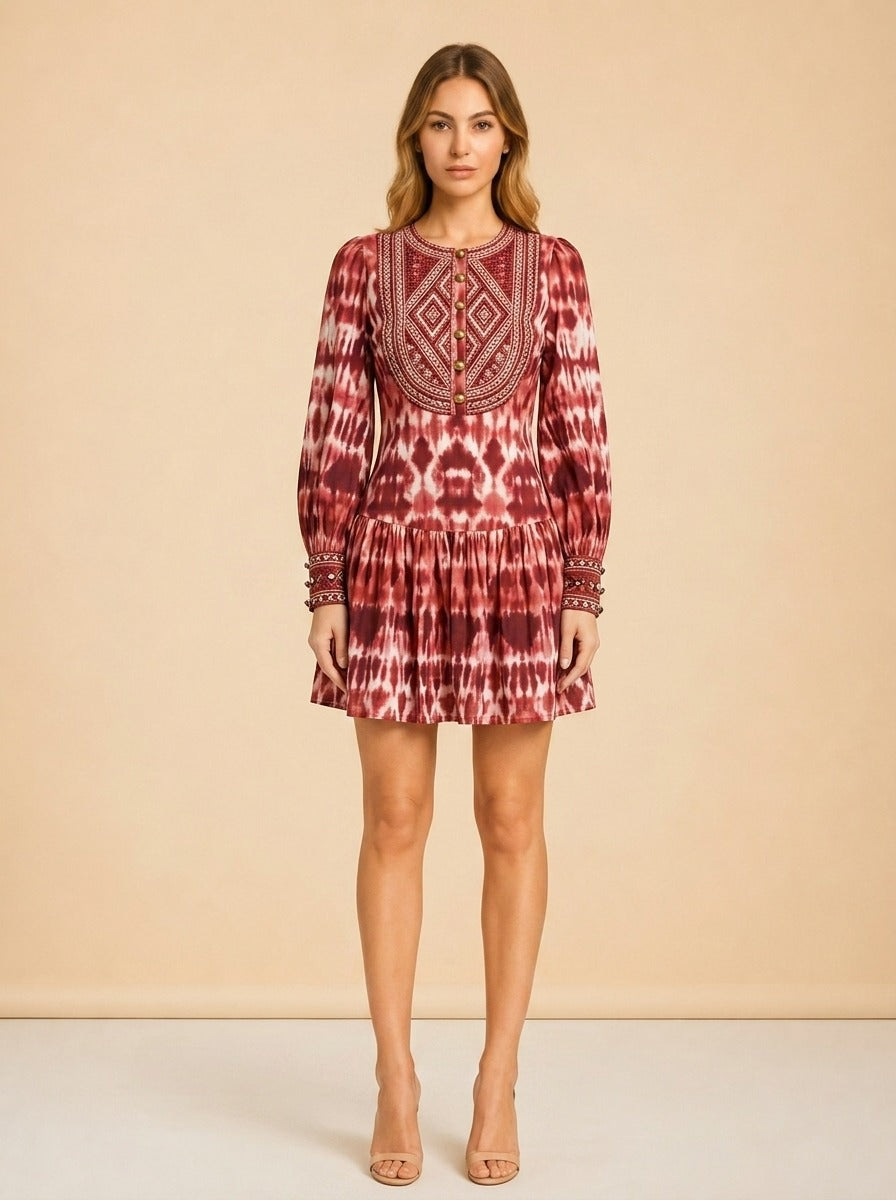 Amanda Stripes Tapestry Abstract-Print Minidress