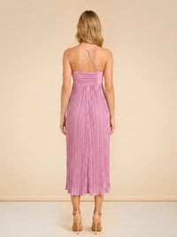 Angelina Pink Pleated Maxi model_back