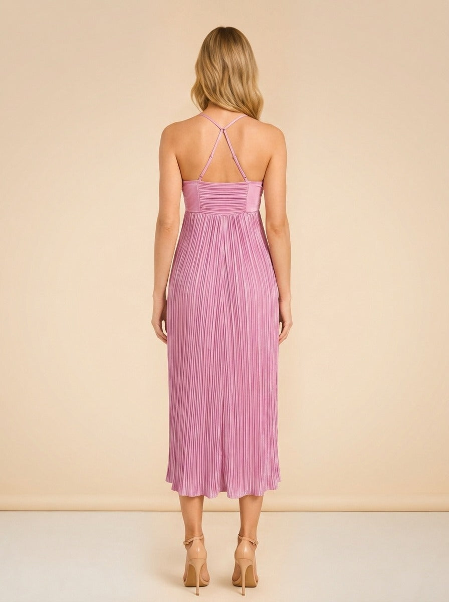 Angelina Pink Pleated Maxi model_back