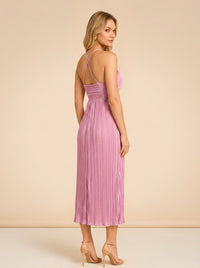 Angelina Pink Pleated Maxi model_over_shoulder