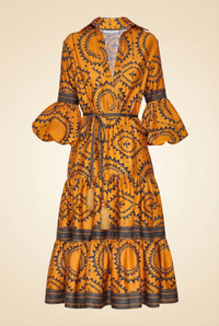 Andres Otalora La Lindosa Cotton Poplin Midi Dress Yellow