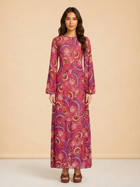 April Floral Long-Sleeve Maxi Dress by EYWASOULS MALIBU — front