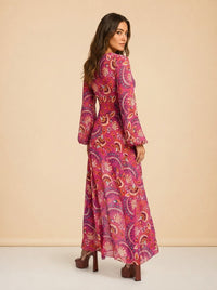 April Floral Long-Sleeve Maxi Dress by EYWASOULS MALIBU — over the shoulder