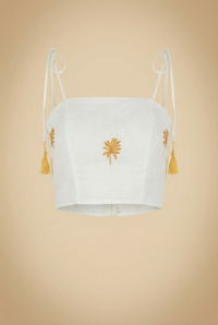 Palm Embroidered Crop Top