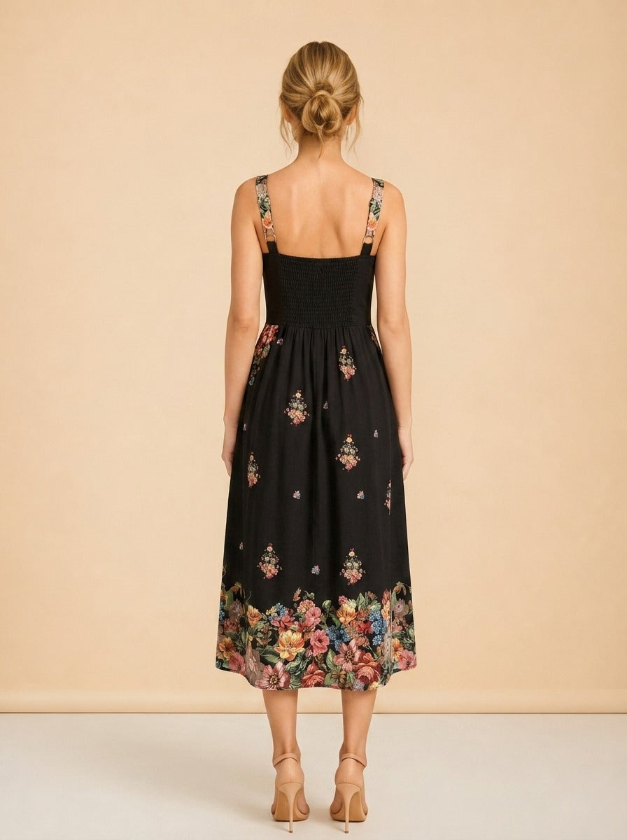 Black floral dress model_back