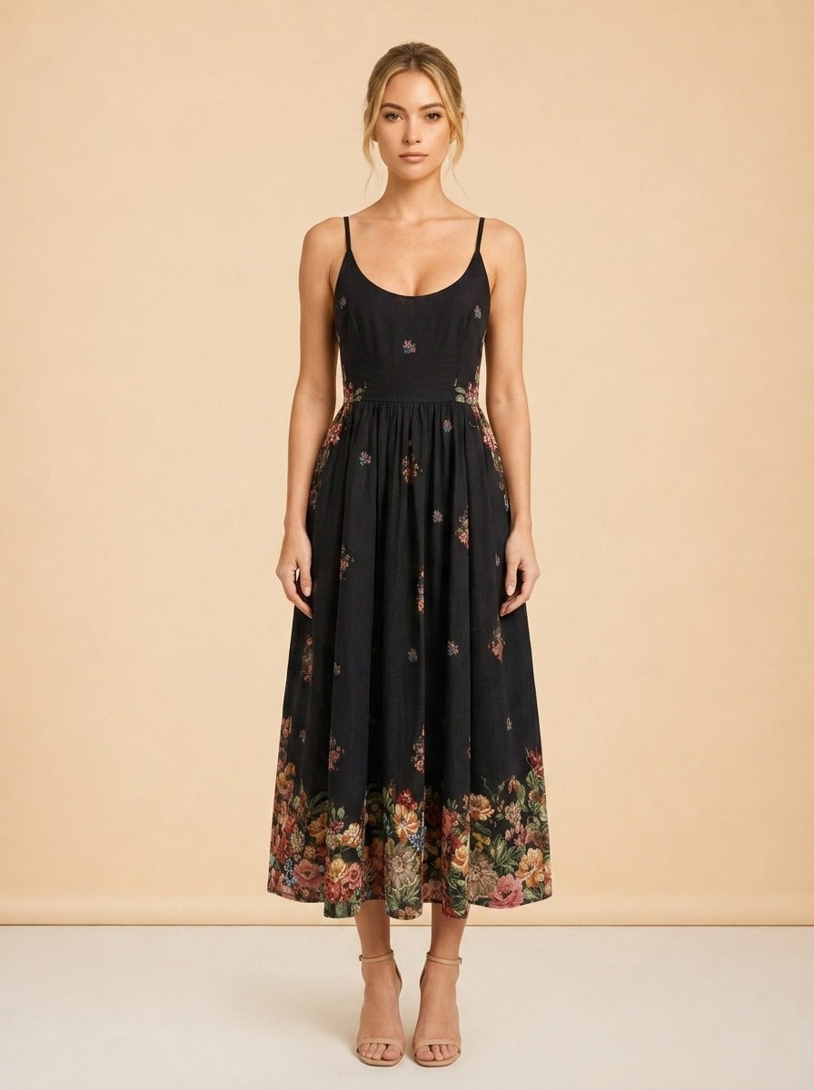 Black floral dress model_front