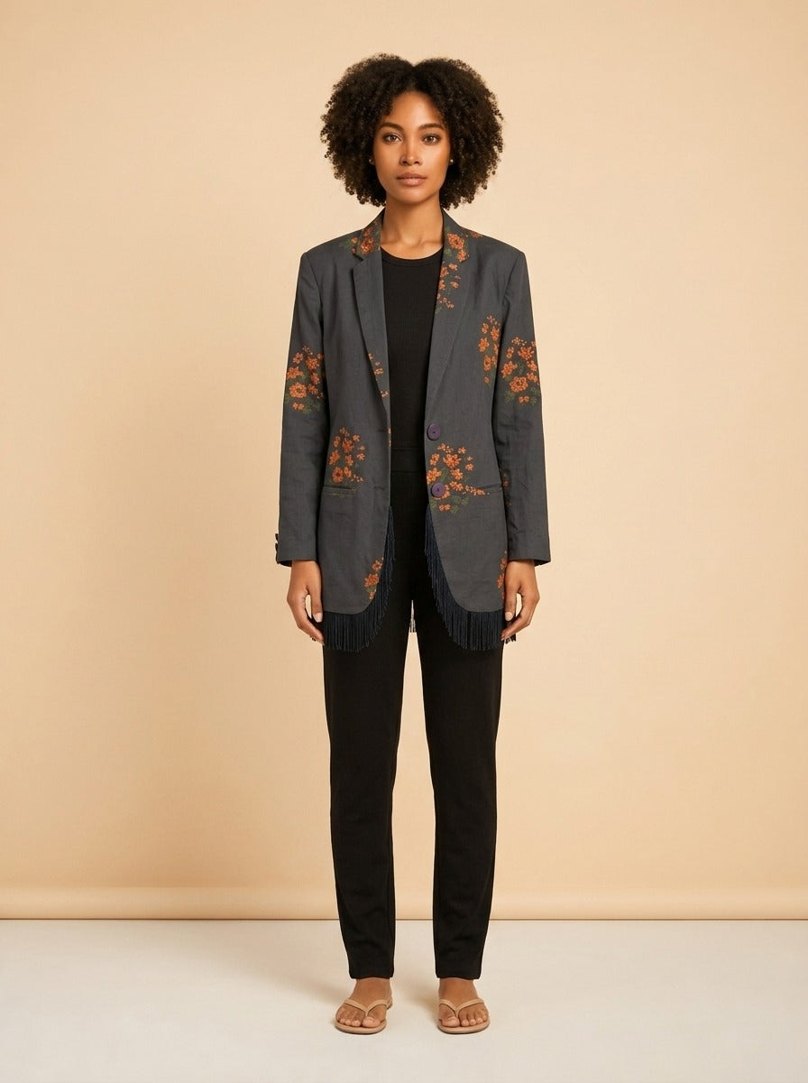 Black Frill Blazer model_front