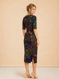 Farm Rio Black Multicolor Floral Print Dress — detail