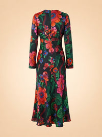 Blooming Garden Cutout Printed Satin Midi Dress ghost_back