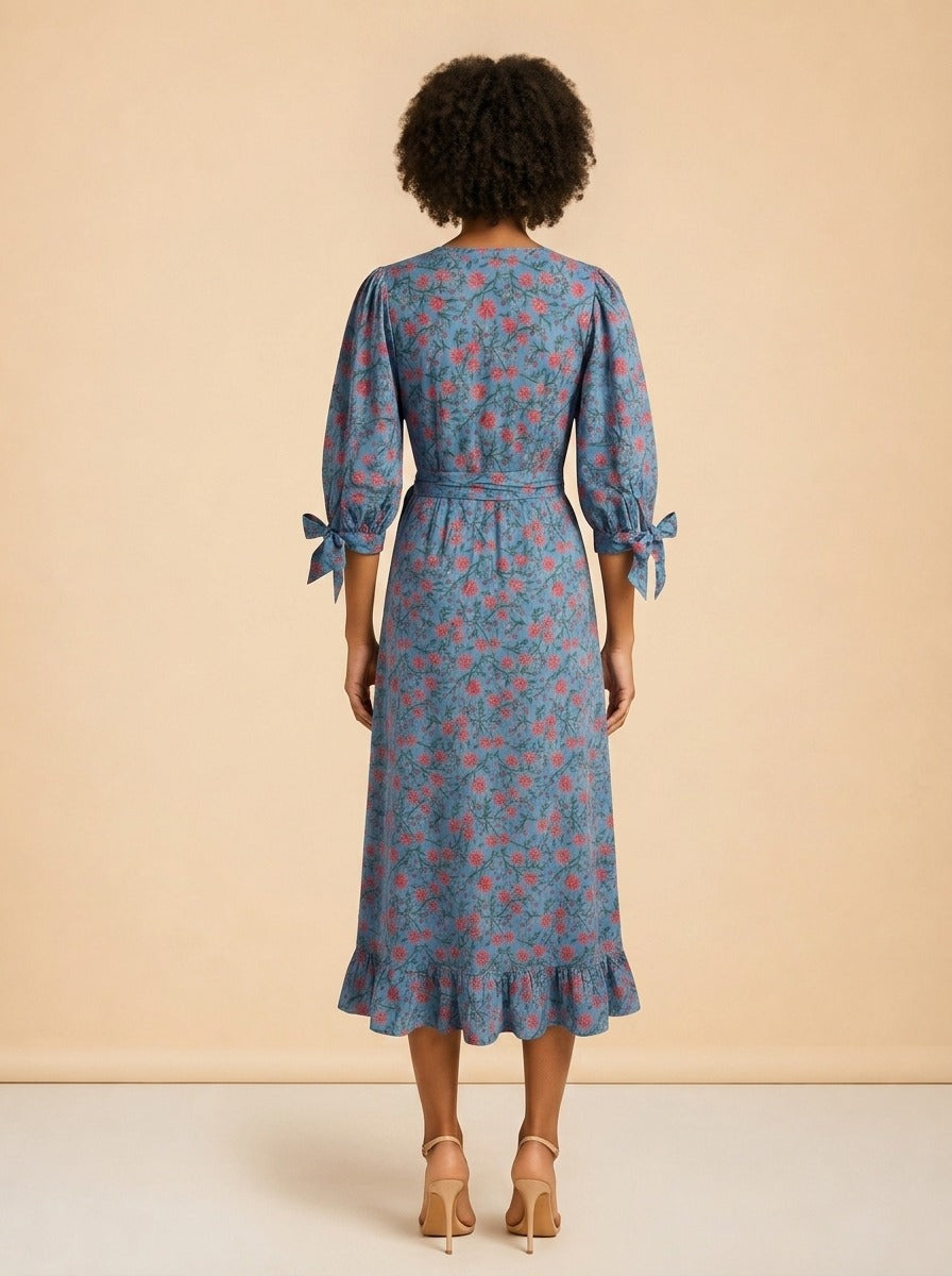 Blue and pink dress model_back