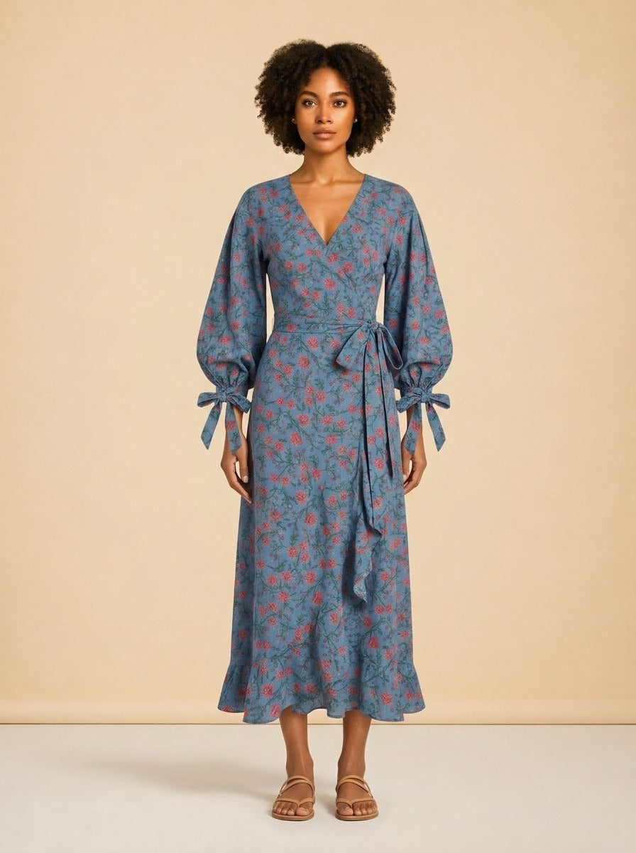 Blue and pink dress model_front