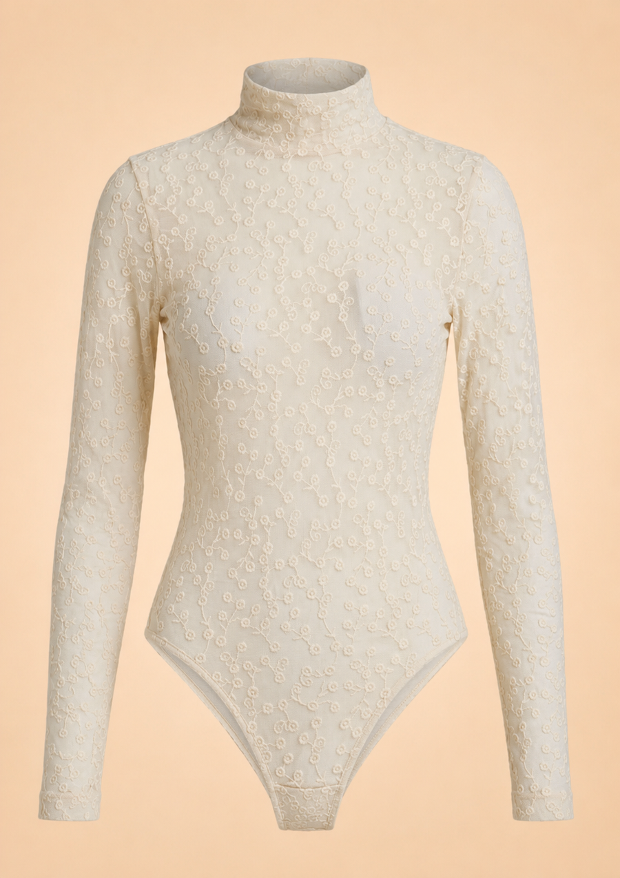 ROSE LACE BODYSUIT IN IVORY