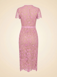 Lace-Overlay Midi Dress - back
