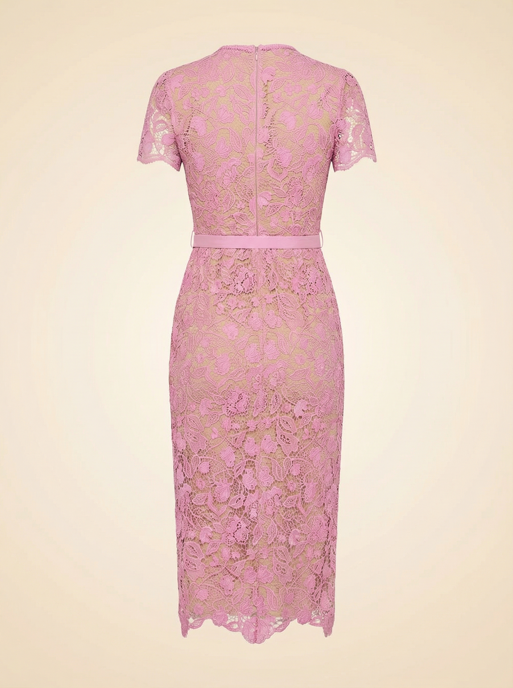 Lace-Overlay Midi Dress - back