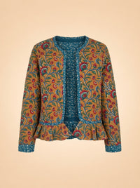 Brown & blue quilted jacket ghost_front