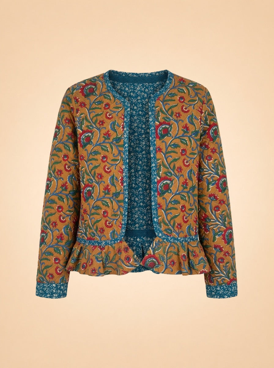 Brown & blue quilted jacket ghost_front