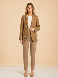 Brown jacket (embroidered) model_front