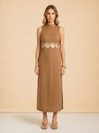 Brown Sleeveless Sheath Dress by Antonio Melani X MG Style — front