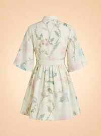 Mestiza New York Carmen Floral-Print Bow Mini Dress (cream/hummingbird) — back