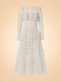 Bronx & Banco Casey Lace Long-Sleeve Mini Dress (white) — front