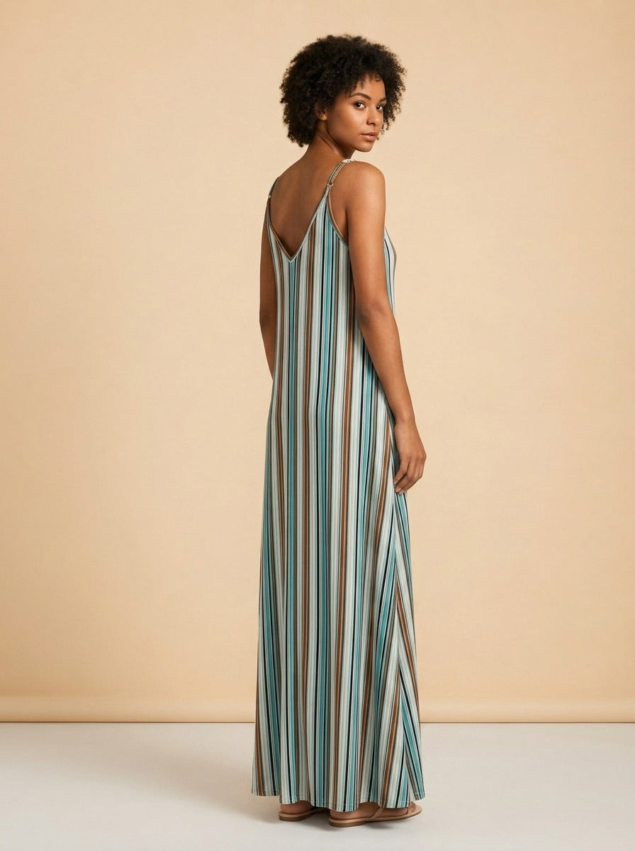 Clara Striped Sleeveless Maxi Dress