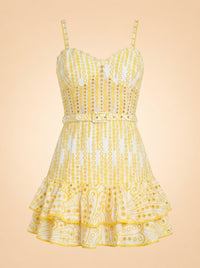 Charo Ruiz Ibiza Cordoba Short Dress (Solar Yellow eyelet) — front