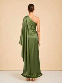 Cosette One Shoulder Cutout Silk Satin Gown model_back