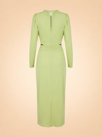 Crystal-Embellished Cutout Ruched Stretch-Jersey Midi Dress