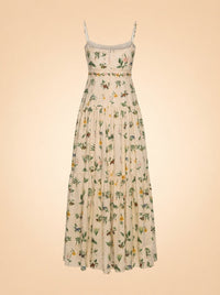Curandera Lima Ranas Linen Tiered Maxi Dress — Agua by Agua Bendita