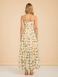 Curandera Lima Ranas Linen Tiered Maxi Dress — Agua by Agua Bendita