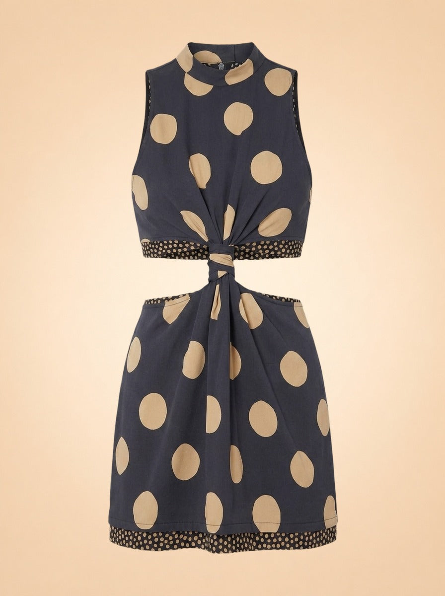 Proenza Schouler Cutout Polka-Dot Crepe Midi Dress — front