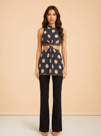 Proenza Schouler Cutout Polka-Dot Crepe Midi Dress — on model, front