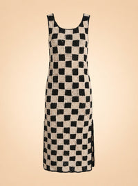 Danika Crochet Ankle Dress in Black/White