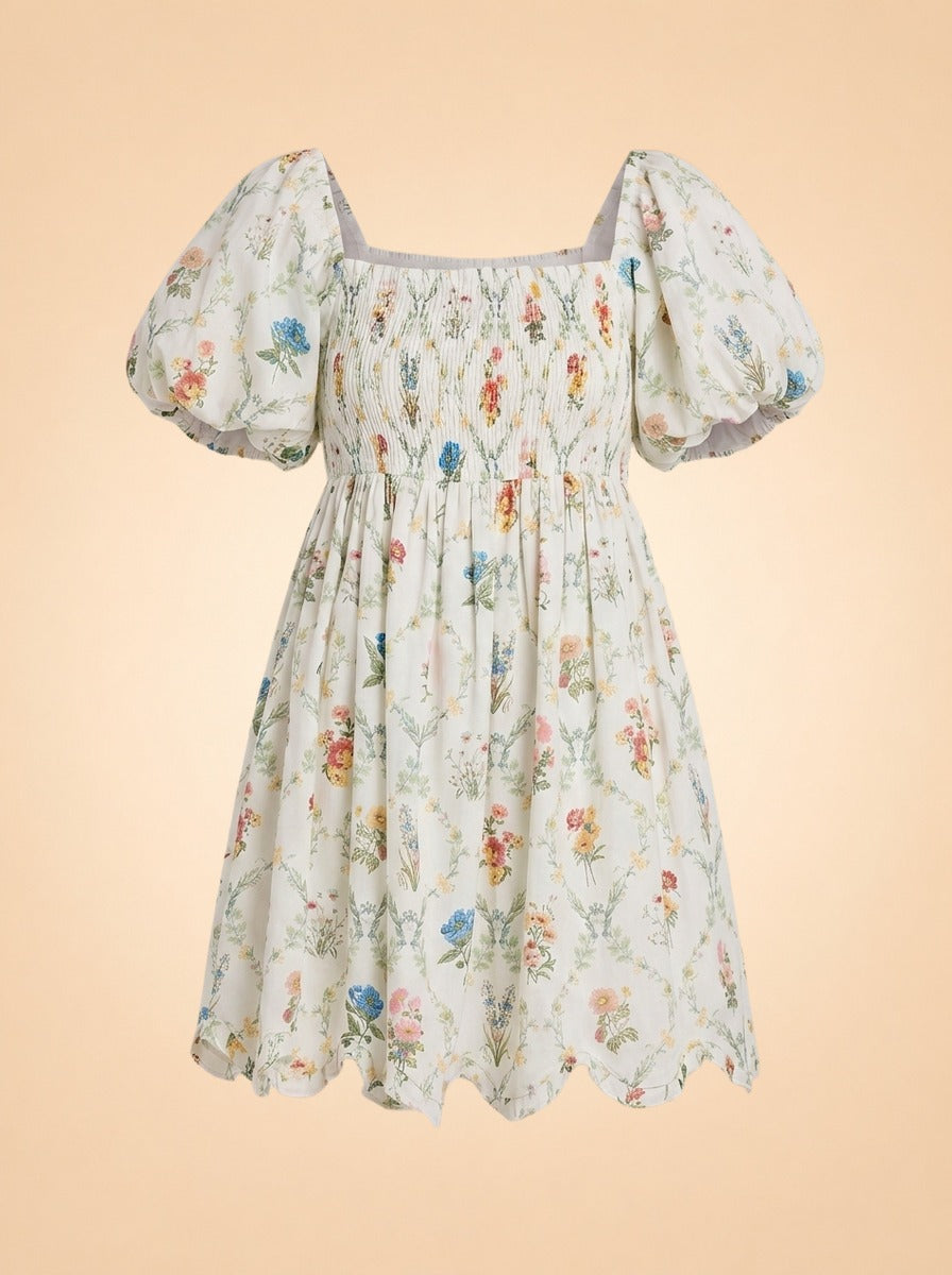 DAWN MINI DRESS X SADIE LOVING IN BLANC BOUQUET ghost_front