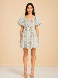 DAWN MINI DRESS X SADIE LOVING IN BLANC BOUQUET model_front
