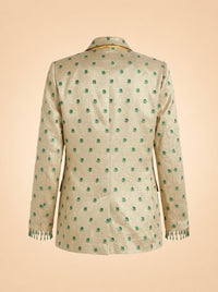 Desirae Embroidered Beaded Blazer - Light Gold/Mini Geometric Floral embroidery ghost_back