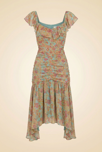 Devereaux Cutout Midi Dress in Mint Floral