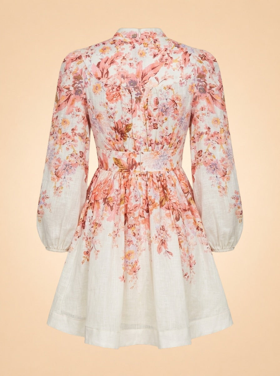 Devi Plunge Neck Linen Mini Dress ghost_back