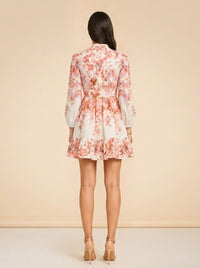 Devi Plunge Neck Linen Mini Dress model_back