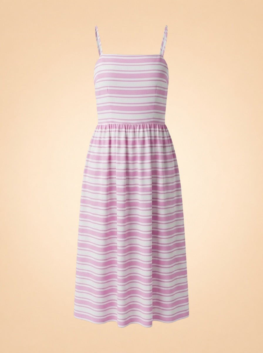 Dorris Day Dress - Triana Shores Ticking ghost_front