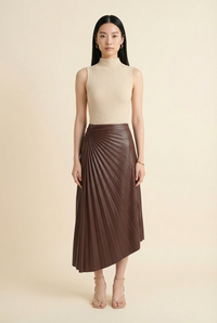 Pleated Accents Midi Length Skirt - Model #1