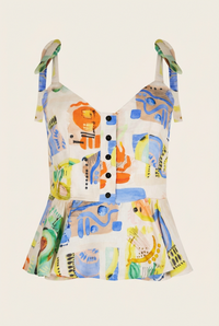 Wylie Tie Shoulder Printed Top - Front