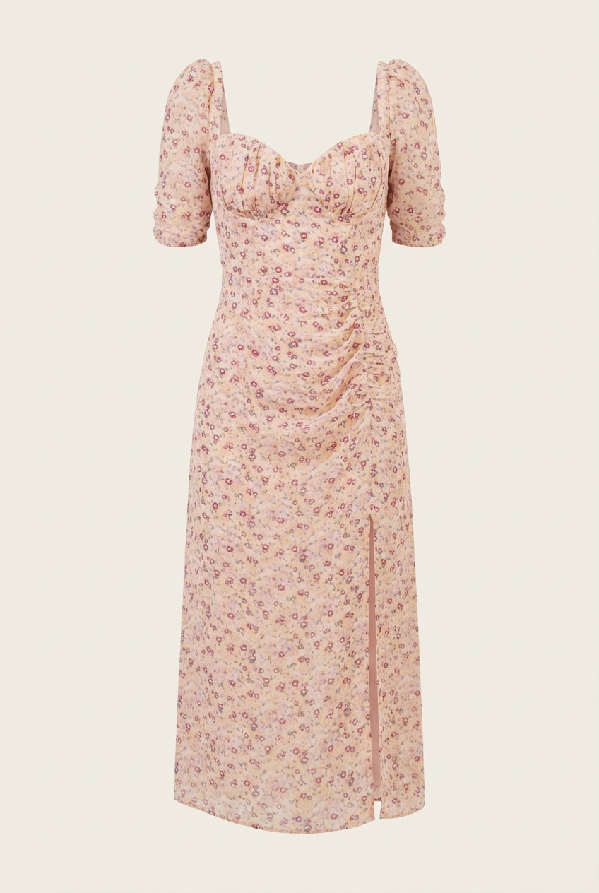 Floral Milkmaid Midi Dress - Front