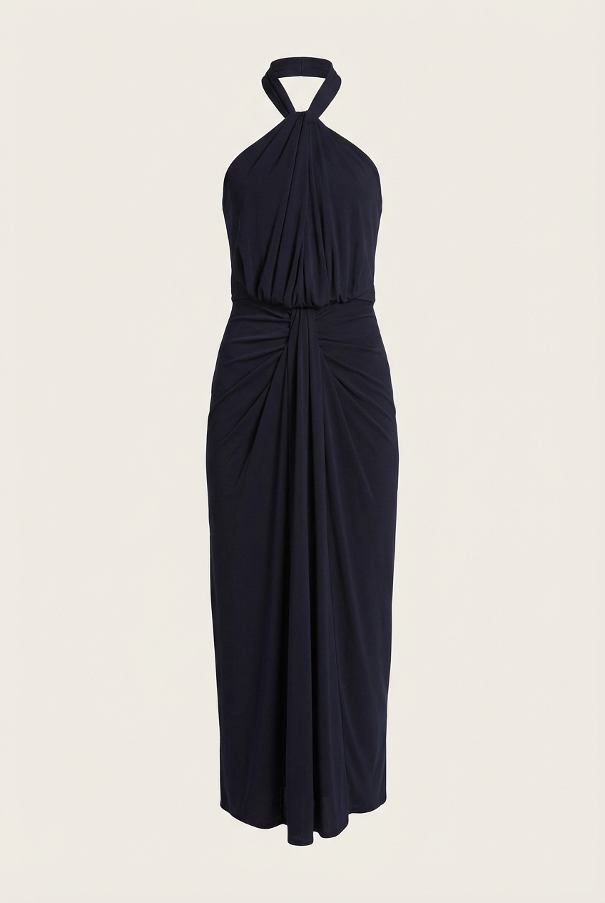 Kaily Draped Halter Maxi Dress - Front
