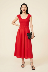 Vivian Smoked Cotton Poplin Midi