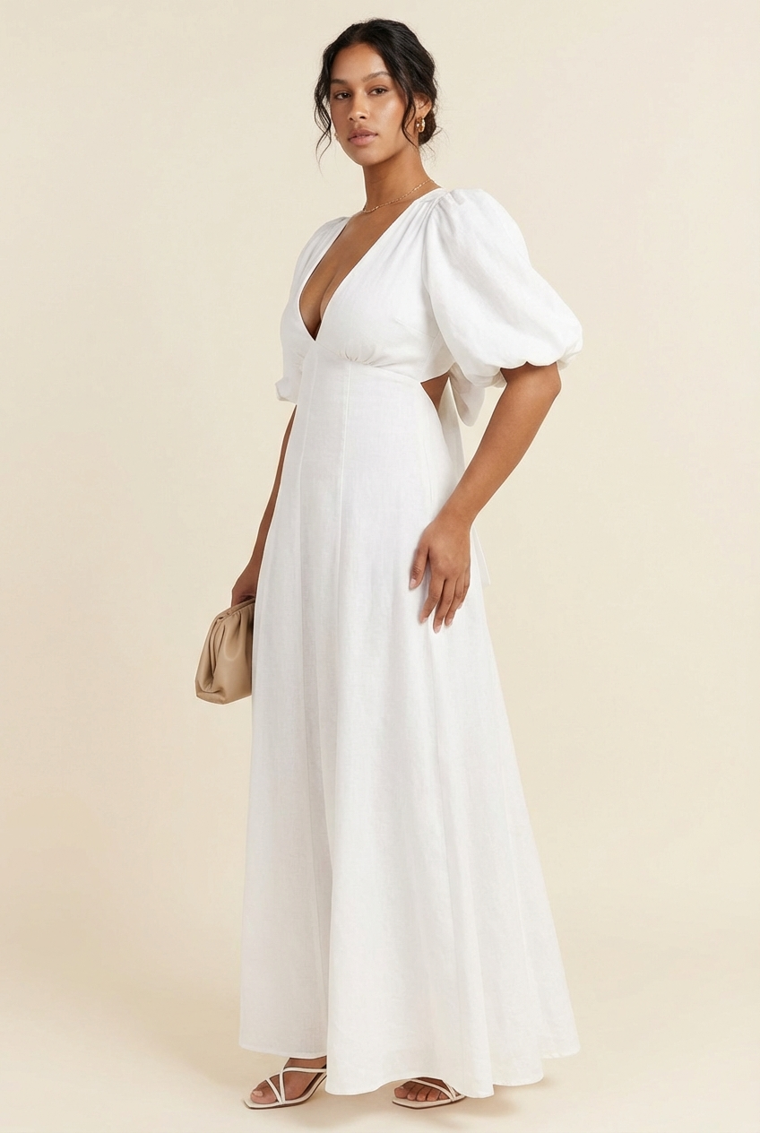 Aisle Linen Backless Long Dress - Model #2