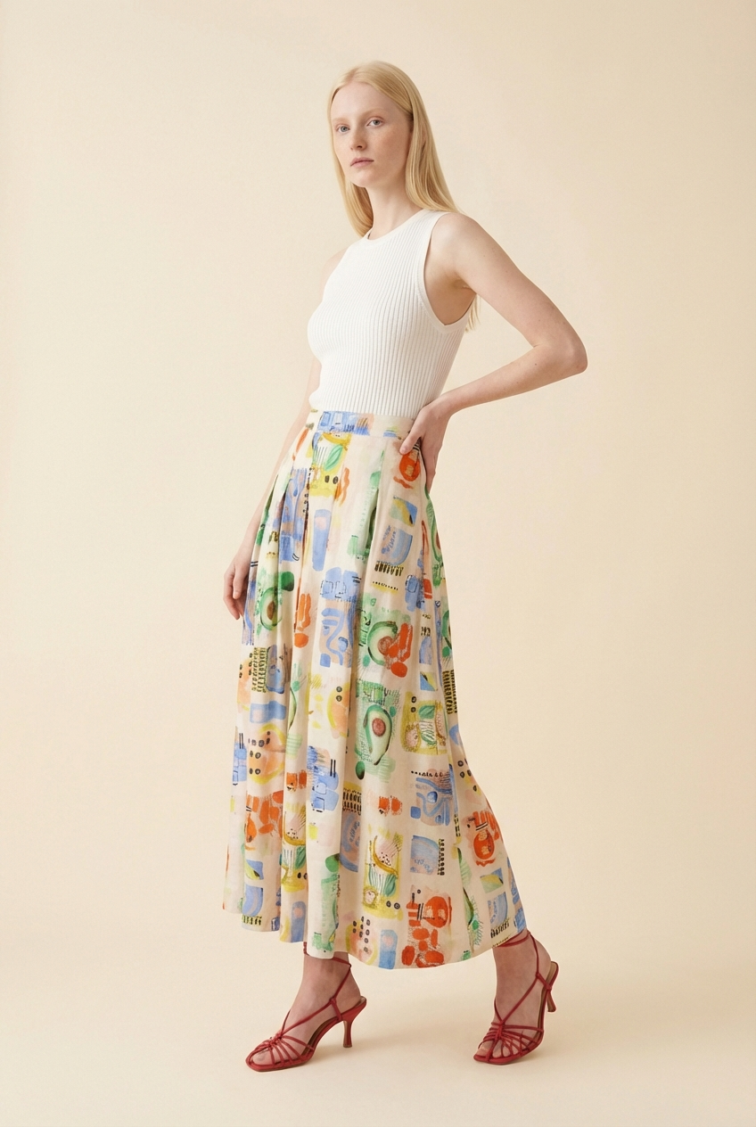 Alexis Citrus Grove Print Skirt - Model #2