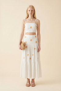 Palm Embroidered Crop Top